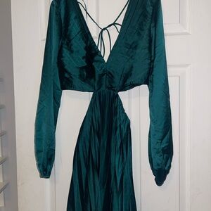 Abercrombie & Fitch Green Backless Long Sleeve Sundress